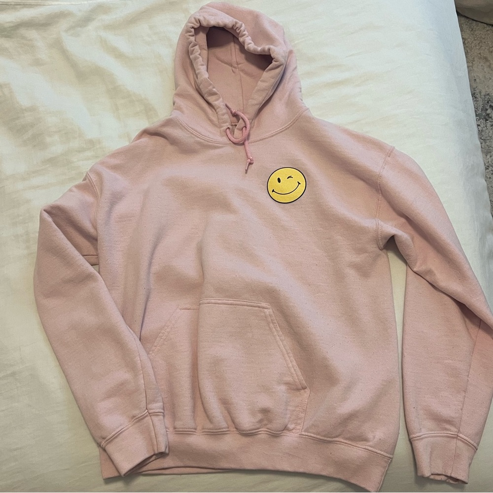 pink smiley face “have you loved yet” hoodie with